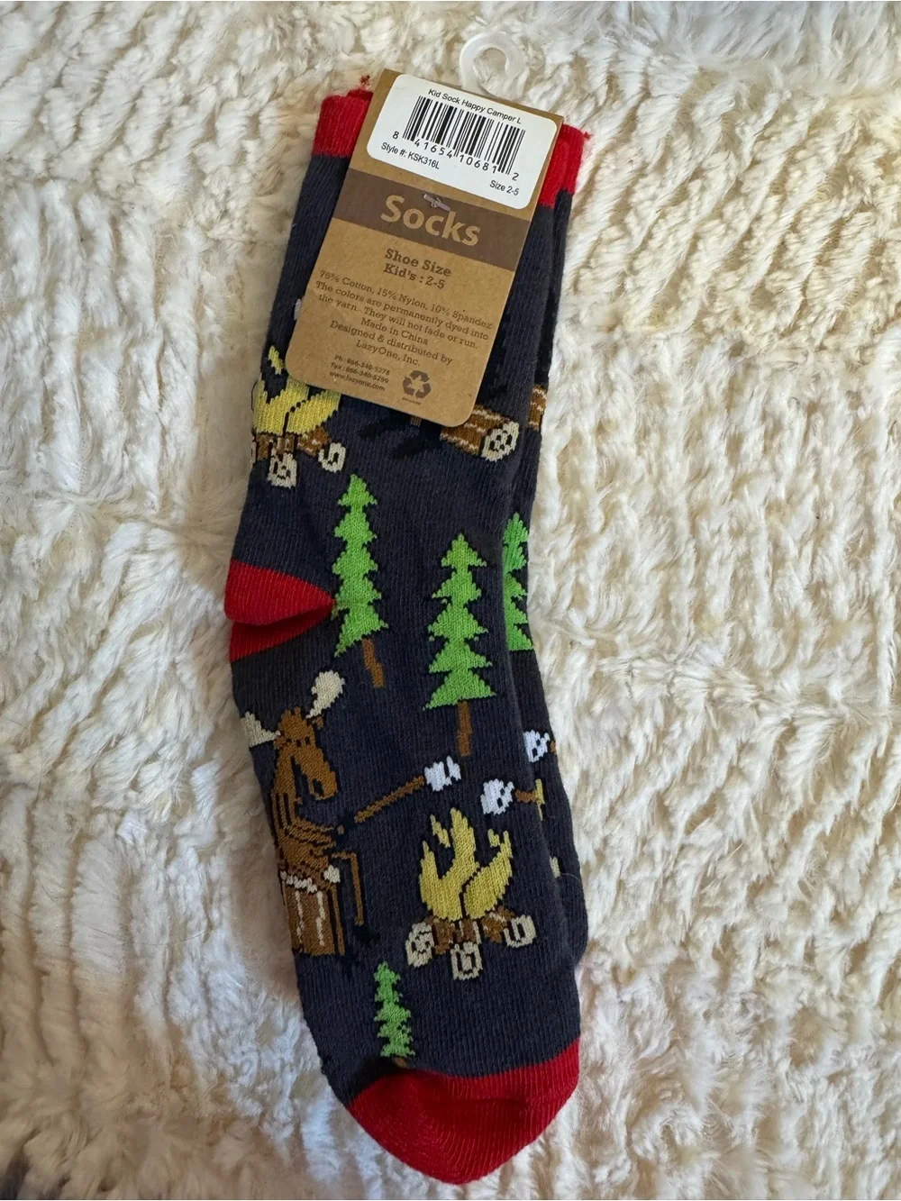 Lazy One Navy Socks with Red Accents — Campfire Bear & Moose Design